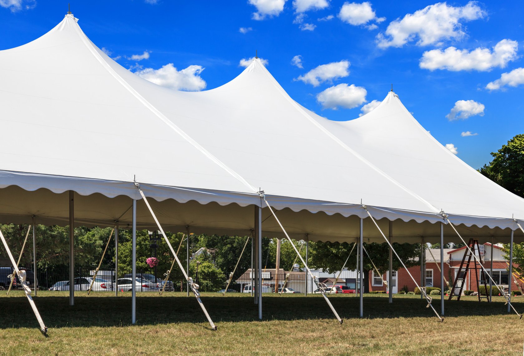 Large white tent ready for an event